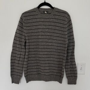 Express Men's 100% Lambs Wool Charcoal Striped Crewneck Sweater - Size L
